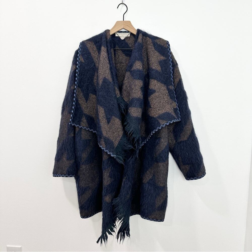 Stella McCartney Blend Blanket Draped Coat Alpaca Wool Houndstooth RARE 44 10